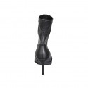 Woman's pointy ankle boot in black leather and elastic material 7 - Available sizes:  33, 42, 43
