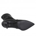 Woman's pointy ankle boot in black leather and elastic material 7 - Available sizes:  33, 42, 43