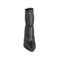 Stivaletto a punta da donna in pelle ed elasticizzato nero tacco grosso 10 - Misure disponibili: 32, 33, 42, 44, 46