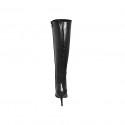 Woman's pointy boot in black leather with zipper and heel 7 - Available sizes:  34