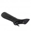 Woman's pointy boot in black leather with zipper and heel 7 - Available sizes:  34