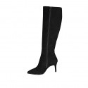 Bottes à bout pointu pour femmes en daim noir talon 7 - Pointures disponibles:  32, 42