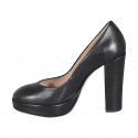 Escarpin pour femmes avec plateforme en cuir noir avec talon 11 - Pointures disponibles:  31, 32, 35