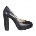 Escarpin pour femmes avec plateforme en cuir noir avec talon 11 - Pointures disponibles:  31, 32, 35