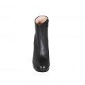 Bottines pour femmes avec fermeture éclair et plateforme en cuir noir talon 11 - Pointures disponibles:  42, 43