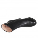 Woman's ankle boot with zipper and platform in black leather heel 11 - Available sizes:  42, 43
