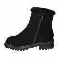 Bottines pour femmes avec fermeture éclair et doublure en fourrure en daim noir talon 4 - Pointures disponibles:  32, 42, 43