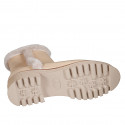 Stivaletto da donna in pelle beige con cerniera e fodera in pelliccia tacco 4 - Misure disponibili: 32, 45
