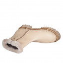Stivaletto da donna in pelle beige con cerniera e fodera in pelliccia tacco 4 - Misure disponibili: 32, 45