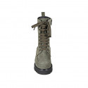 Woman's laced ankle boot with zipper in green suede heel 4 - Available sizes:  32, 44