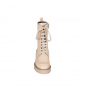 Bottines à lacets pour femmes en cuir beige avec fermeture éclair talon 4 - Pointures disponibles:  32, 33, 43