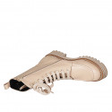 Bottines à lacets pour femmes en cuir beige avec fermeture éclair talon 4 - Pointures disponibles:  32, 33, 43