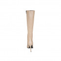 Woman's pointy boot in beige leather with zipper and heel 10 - Available sizes:  33, 34, 42