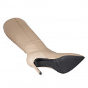 Woman's pointy boot in beige leather with zipper and heel 10 - Available sizes:  33, 34, 42