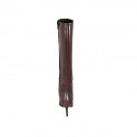 Woman's pointy boot in brown leather with zipper and heel 7 - Available sizes:  32, 33