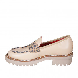 Mocassins pour femmes en cuir nue et cuir tacheté talon 4 - Pointures disponibles:  32, 42, 43, 44 2