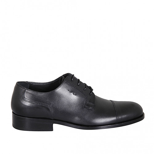 Zapato elegante derby con cordones y puntera para hombre en piel de color negro - Tallas disponibles:  36, 37, 38, 46, 47, 48, 49, 50, 51, 52
