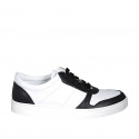 Scarpa stringata da donna con plantare estraibile in pelle bianca e nera zeppa 3 - Misure disponibili: 42, 43, 44, 46