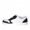 Scarpa stringata da donna con plantare estraibile in pelle bianca e nera zeppa 3 - Misure disponibili: 42, 43, 44, 46