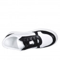 Scarpa stringata da donna con plantare estraibile in pelle bianca e nera zeppa 3 - Misure disponibili: 42, 43, 44, 46