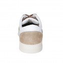Scarpa stringata da donna con plantare estraibile in pelle bianca e camoscio beige zeppa 3 - Misure disponibili: 42, 44