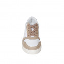 Scarpa stringata da donna con plantare estraibile in pelle bianca e camoscio beige zeppa 3 - Misure disponibili: 42, 44