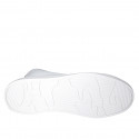 Woman's laced shoe with zipper and removable insole in white and platinum glittered leather wedge heel 3 - Available sizes:  42, 47