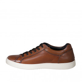 Zapato deportivo con cordones para hombres en piel color cognac - Tallas disponibles:  46, 51, 52 2