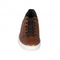 Zapato deportivo con cordones para hombres en piel color cognac - Tallas disponibles:  46, 51