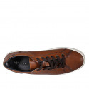 Zapato deportivo con cordones para hombres en piel color cognac - Tallas disponibles:  46, 51