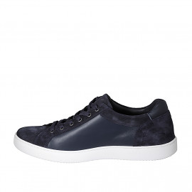 Men's sports shoe with laces in blue suede and leather - Available sizes:  51 2