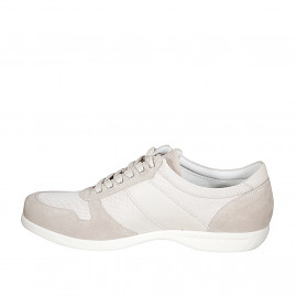 Scarpa da uomo stringata sportiva in camoscio e tessuto beige - Misure disponibili: 48, 49, 51 2