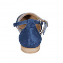 Woman's pointy open shoe with straps in blue and light blue suede heel 1 - Available sizes:  33, 34, 35