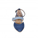 Woman's pointy open shoe with straps in blue and light blue suede heel 1 - Available sizes:  33, 34, 35