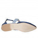 Woman's pointy open shoe with straps in blue and light blue suede heel 1 - Available sizes:  33, 34, 35