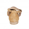 Woman's pointy open shoe with straps in cognac brown and light brown suede heel 1 - Available sizes:  33, 34, 35, 42, 44, 45