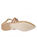 Woman's pointy open shoe with straps in cognac brown and light brown suede heel 1 - Available sizes:  33, 34, 35, 42, 44, 45