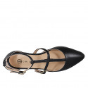 Zapato abierto puntiagudo para mujer con correas en piel negra tacon 1 - Tallas disponibles:  35