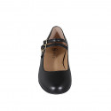 Mary Jane pour femmes avec bout rondu et deux courroies en cuir noir talon 1 - Pointures disponibles:  33, 34