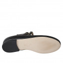 Mary Jane pour femmes avec bout rondu et deux courroies en cuir noir talon 1 - Pointures disponibles:  33, 34
