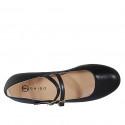 Mary Jane pour femmes avec bout rondu et deux courroies en cuir noir talon 1 - Pointures disponibles:  33, 34