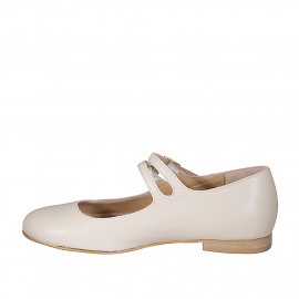 Woman's Mary Jane with rounded tip and two straps in nude leather heel 1 - Available sizes:  33 2