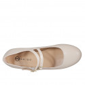 Mary Jane pour femmes avec bout rondu et deux courroies en cuir nue e talon 1 - Pointures disponibles:  33, 35, 44, 45