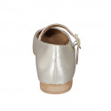 Woman's Mary Jane with squared tip and strap in platinum laminated leather heel 1 - Available sizes:  43, 45