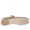 Woman's Mary Jane with squared tip and strap in platinum laminated leather heel 1 - Available sizes:  43, 45