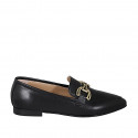 Mocassin à bout pointu pour femmes en cuir noir avec accessoire talon 1 - Pointures disponibles:  32, 35, 43, 44, 45