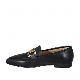 ﻿Woman's pointy mocassin in black leather with accessory heel 1 - Available sizes:  35 2