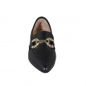 Mocassin à bout pointu pour femmes en cuir noir avec accessoire talon 1 - Pointures disponibles:  32, 35, 43, 44, 45