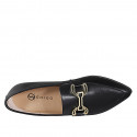 Mocassin à bout pointu pour femmes en cuir noir avec accessoire talon 1 - Pointures disponibles:  32, 35, 43, 44, 45