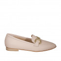 Mocassin à bout pointu pour femmes en cuir rose clair avec accessoire talon 1 - Pointures disponibles:  32, 33, 35, 43, 44, 45, 46